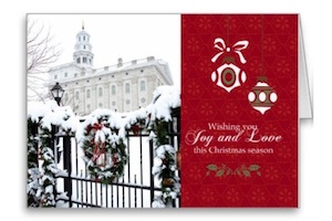 christmas wreath and greenery around nauvoo temple