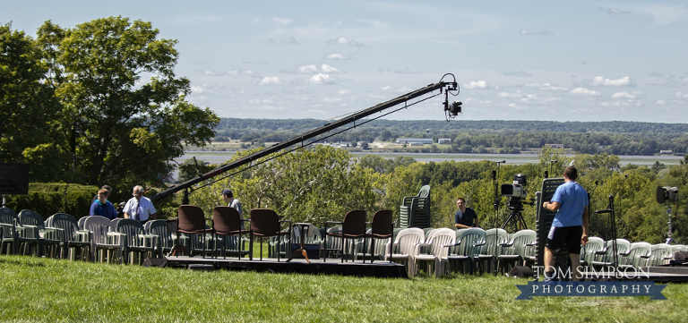 tv production crew sets up for broadcast